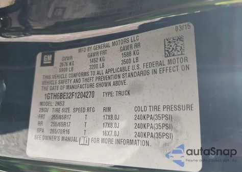 2015 GMC Canyon Sle из США, поврежденный, VIN 1GTH6BE32F1204270